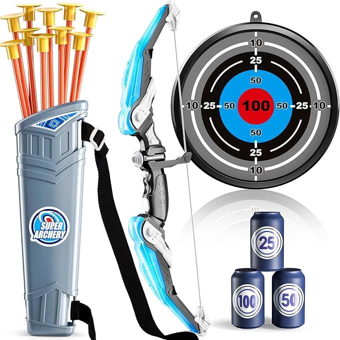 Arco e Flecha Infantil com Led e Ventosa brinquedo 008 Loja da Dryka Azul 