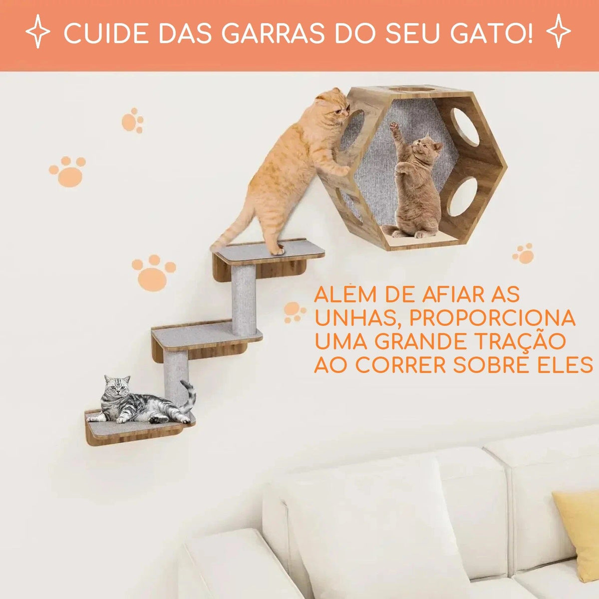 Arranhador & Protetor Para Gatos - Safe Claw petshop - arranhador parede Loja da Dryka 