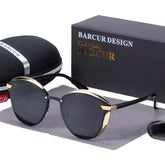 BARCUR Luxury Polarized Sunglasses Women Round Sun Glassess Ladies Lunette De Soleil Femme Loja da Dryka Gold Gray CHINA BARCUR