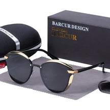 BARCUR Luxury Polarized Sunglasses Women Round Sun Glassess Ladies Lunette De Soleil Femme Loja da Dryka Gold Gray CHINA BARCUR