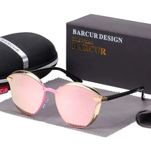 BARCUR Luxury Polarized Sunglasses Women Round Sun Glassess Ladies Lunette De Soleil Femme Loja da Dryka Gold Pink CHINA BARCUR