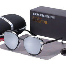 BARCUR Luxury Polarized Sunglasses Women Round Sun Glassess Ladies Lunette De Soleil Femme Loja da Dryka Silver Silver CHINA BARCUR