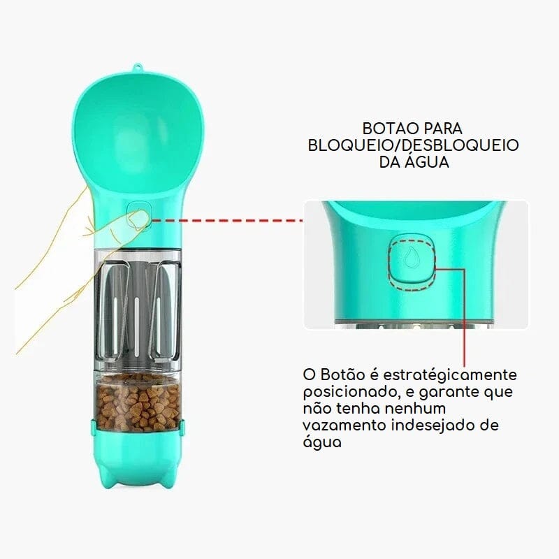 Bebedouro e alimentador Portátil Pet 3 em 1 - Slim Pet petshop- bebedouro portatil Loja da Dryka 