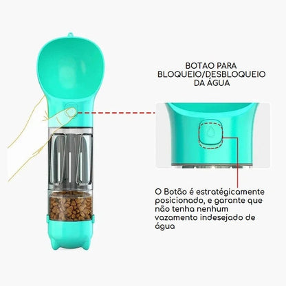 Bebedouro e alimentador Portátil Pet 3 em 1 - Slim Pet petshop- bebedouro portatil Loja da Dryka 