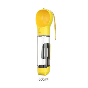 Bebedouro e alimentador Portátil Pet 3 em 1 - Slim Pet petshop- bebedouro portatil Loja da Dryka Amarelo 500ml 