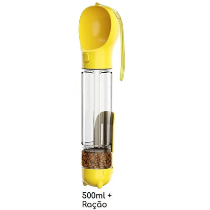 Bebedouro e alimentador Portátil Pet 3 em 1 - Slim Pet petshop- bebedouro portatil Loja da Dryka Amarelo 500ml + Espaço Ração 