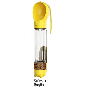 Bebedouro e alimentador Portátil Pet 3 em 1 - Slim Pet petshop- bebedouro portatil Loja da Dryka Amarelo 500ml + Espaço Ração 