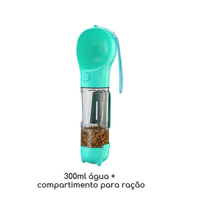 Bebedouro e alimentador Portátil Pet 3 em 1 - Slim Pet petshop- bebedouro portatil Loja da Dryka Azul 300ml + Espaço Ração 