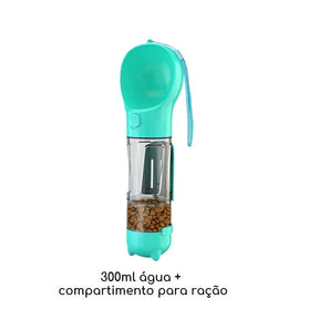 Bebedouro e alimentador Portátil Pet 3 em 1 - Slim Pet petshop- bebedouro portatil Loja da Dryka Azul 300ml + Espaço Ração 