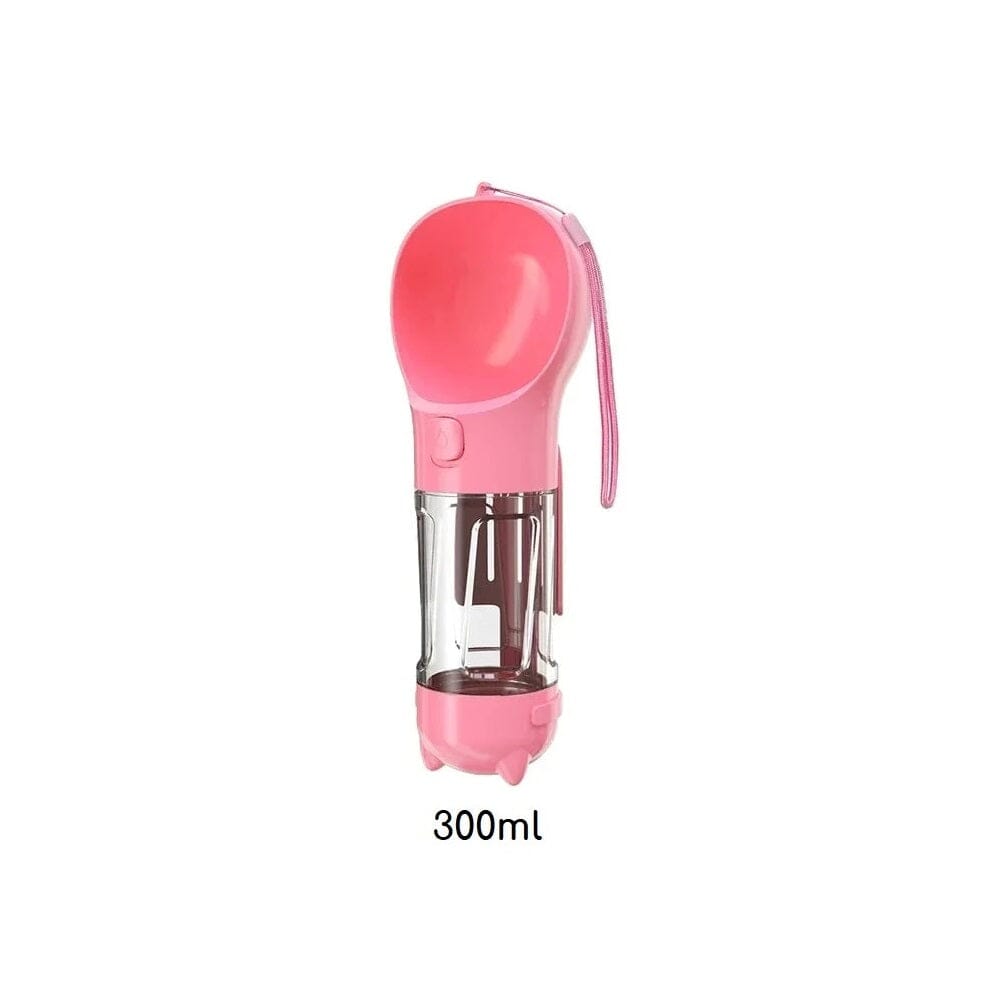 Bebedouro e alimentador Portátil Pet 3 em 1 - Slim Pet petshop- bebedouro portatil Loja da Dryka Rosa 300ml 