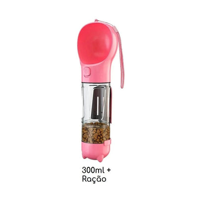 Bebedouro e alimentador Portátil Pet 3 em 1 - Slim Pet petshop- bebedouro portatil Loja da Dryka Rosa 300ml + Espaço Ração 