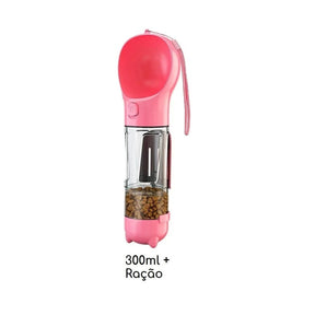 Bebedouro e alimentador Portátil Pet 3 em 1 - Slim Pet petshop- bebedouro portatil Loja da Dryka Rosa 300ml + Espaço Ração 