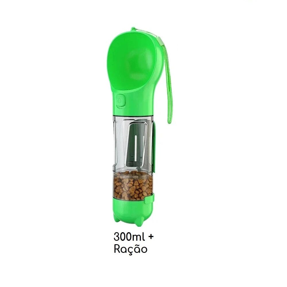 Bebedouro e alimentador Portátil Pet 3 em 1 - Slim Pet petshop- bebedouro portatil Loja da Dryka Verde 300ml + Espaço Ração 