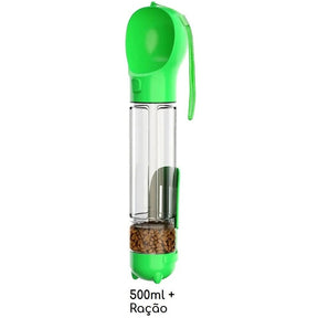 Bebedouro e alimentador Portátil Pet 3 em 1 - Slim Pet petshop- bebedouro portatil Loja da Dryka Verde 500ml + Espaço Ração 