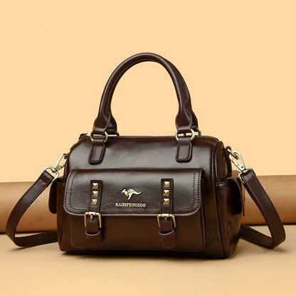 Bolsa Feminina em Couro - Cora Loja da Dryka Marron Escuro 