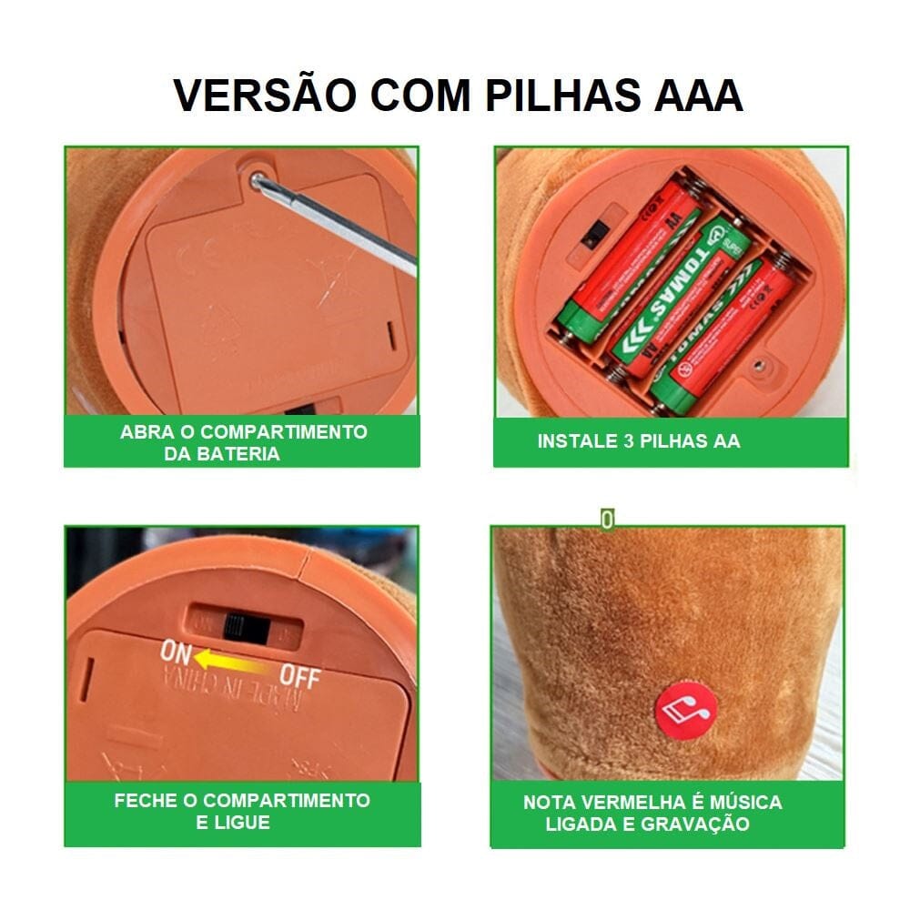 Cacto Dançante e Falante - Toca Músicas e Repete a Fala brinquedo 005 lojadadryka 