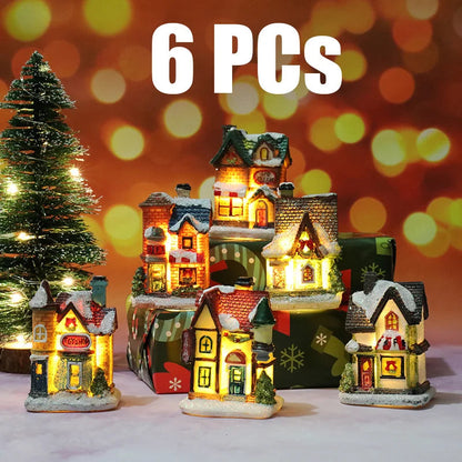 Casinhas Decorativas Iluminadas de Natal + Fita LED 2m Brinde Natal 001 Loja da Dryka KIt ABCDEF + Fita LED 2m Brinde 