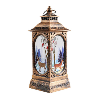 Christmas Candles Light Led Snow Deer Lantern Light Vintage Castle Santa Snowman Hanging Lantern Lamp New Year Party Decoration Loja da Dryka A10 12.5cm 