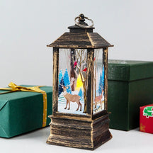 Christmas Candles Light Led Snow Deer Lantern Light Vintage Castle Santa Snowman Hanging Lantern Lamp New Year Party Decoration Loja da Dryka A16 19.5cm 