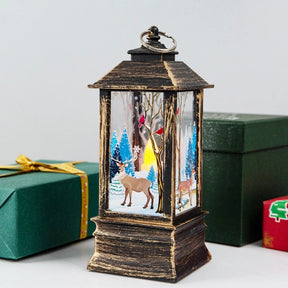 Christmas Candles Light Led Snow Deer Lantern Light Vintage Castle Santa Snowman Hanging Lantern Lamp New Year Party Decoration Loja da Dryka A16 19.5cm 