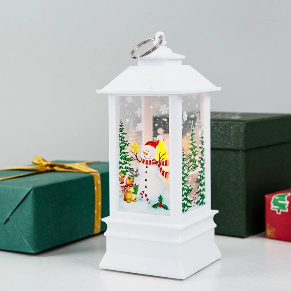 Christmas Candles Light Led Snow Deer Lantern Light Vintage Castle Santa Snowman Hanging Lantern Lamp New Year Party Decoration Loja da Dryka A17 19.5cm 