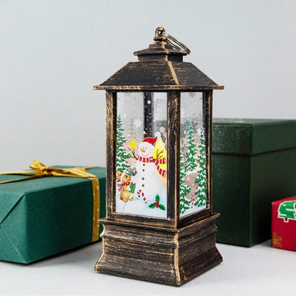 Christmas Candles Light Led Snow Deer Lantern Light Vintage Castle Santa Snowman Hanging Lantern Lamp New Year Party Decoration Loja da Dryka A21 19.5cm 