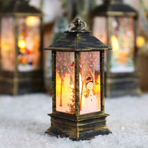 Christmas Candles Light Led Snow Deer Lantern Light Vintage Castle Santa Snowman Hanging Lantern Lamp New Year Party Decoration Loja da Dryka A4 12.5cm 