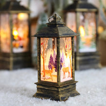 Christmas Candles Light Led Snow Deer Lantern Light Vintage Castle Santa Snowman Hanging Lantern Lamp New Year Party Decoration Loja da Dryka A6 12.5cm 