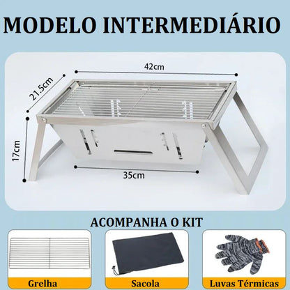 Churrasqueira Portátil Dobrável em Aço Inox Casa 003 Loja da Dryka intermediária 