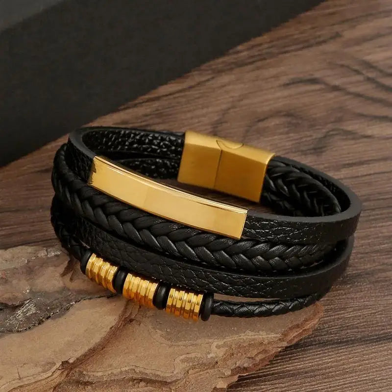 Classic Men's Leather Bracelet New Style Hand-woven Multi-layer Combination Accessory Fashion Man Jewelry Wholesale Dropshipping Loja da Dryka 