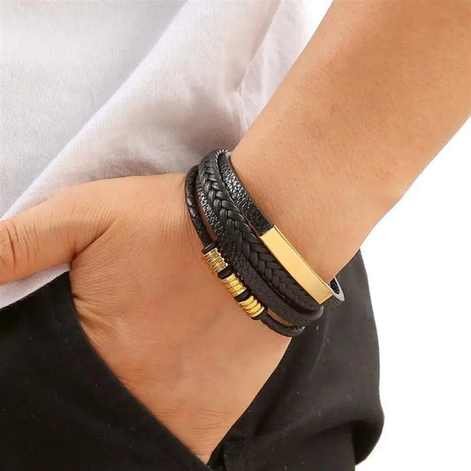 Classic Men's Leather Bracelet New Style Hand-woven Multi-layer Combination Accessory Fashion Man Jewelry Wholesale Dropshipping Loja da Dryka 