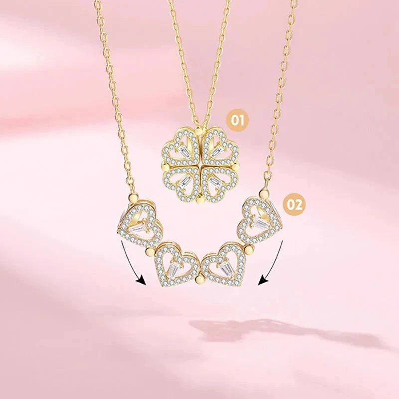 Colar Feminino 2 em 1 com Pingente Magnético - Trevo do Amor Loja da Dryka 