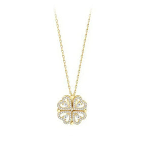 Colar Feminino 2 em 1 com Pingente Magnético - Trevo do Amor Loja da Dryka D0603 Gold 