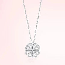 Colar Feminino 2 em 1 com Pingente Magnético - Trevo do Amor Loja da Dryka D0603 Sliver 