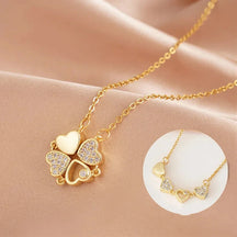 Colar Feminino 2 em 1 com Pingente Magnético - Trevo do Amor Loja da Dryka D0605 Gold 