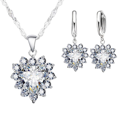 Conjunto Coração de Zircônia joia conjunto coração Loja da Dryka Branco 