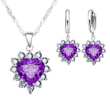 Conjunto Coração de Zircônia joia conjunto coração Loja da Dryka Roxo 