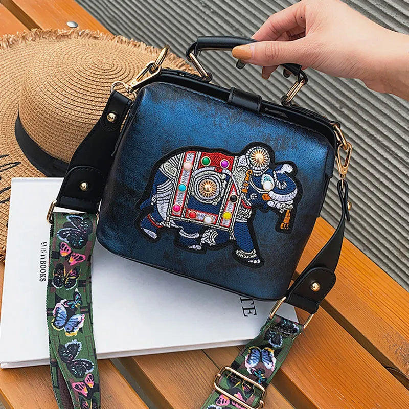 Designer Luxury Handbags Crossbody Bags Elephant Embroidered Bags for Women Leather Handbag Messenger Bag Purses Satchels Loja da Dryka 