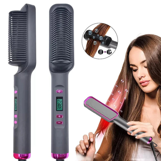 Electric Hot Comb Multifunctional Straight Hair Straightener Comb Negative Ion Anti-Scalding Styling Tool Straightening Brush Loja da Dryka 