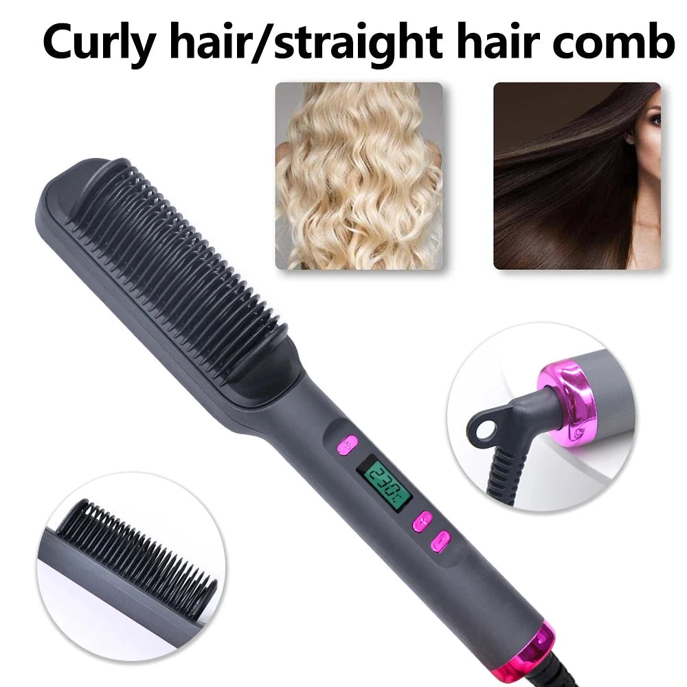 Electric Hot Comb Multifunctional Straight Hair Straightener Comb Negative Ion Anti-Scalding Styling Tool Straightening Brush Loja da Dryka 