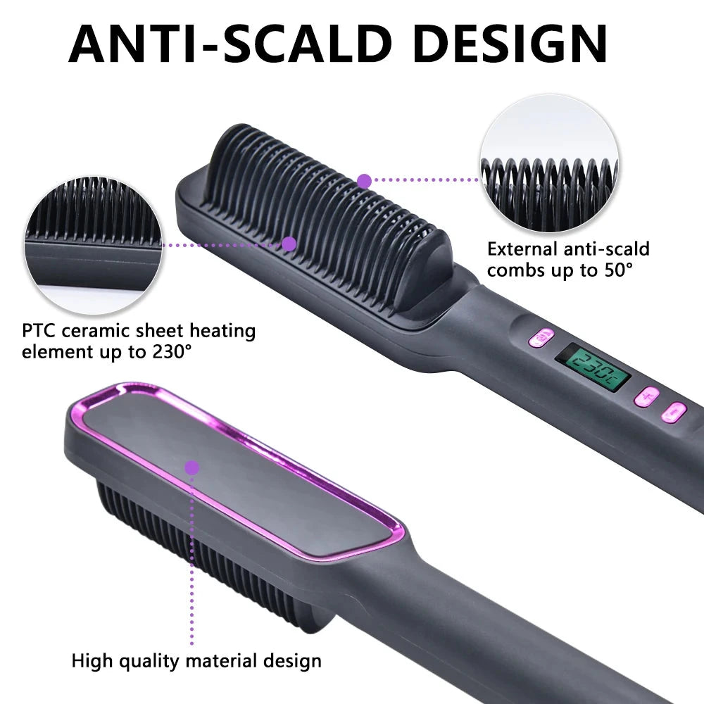 Electric Hot Comb Multifunctional Straight Hair Straightener Comb Negative Ion Anti-Scalding Styling Tool Straightening Brush Loja da Dryka 
