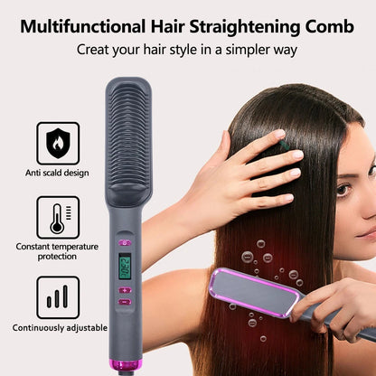 Electric Hot Comb Multifunctional Straight Hair Straightener Comb Negative Ion Anti-Scalding Styling Tool Straightening Brush Loja da Dryka 