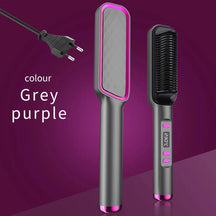Electric Hot Comb Multifunctional Straight Hair Straightener Comb Negative Ion Anti-Scalding Styling Tool Straightening Brush Loja da Dryka Grey Purple EU 