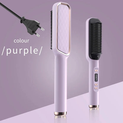 Electric Hot Comb Multifunctional Straight Hair Straightener Comb Negative Ion Anti-Scalding Styling Tool Straightening Brush Loja da Dryka Purple EU 