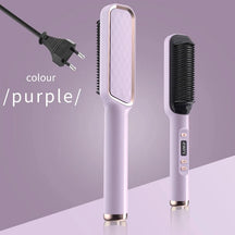 Electric Hot Comb Multifunctional Straight Hair Straightener Comb Negative Ion Anti-Scalding Styling Tool Straightening Brush Loja da Dryka Purple EU 