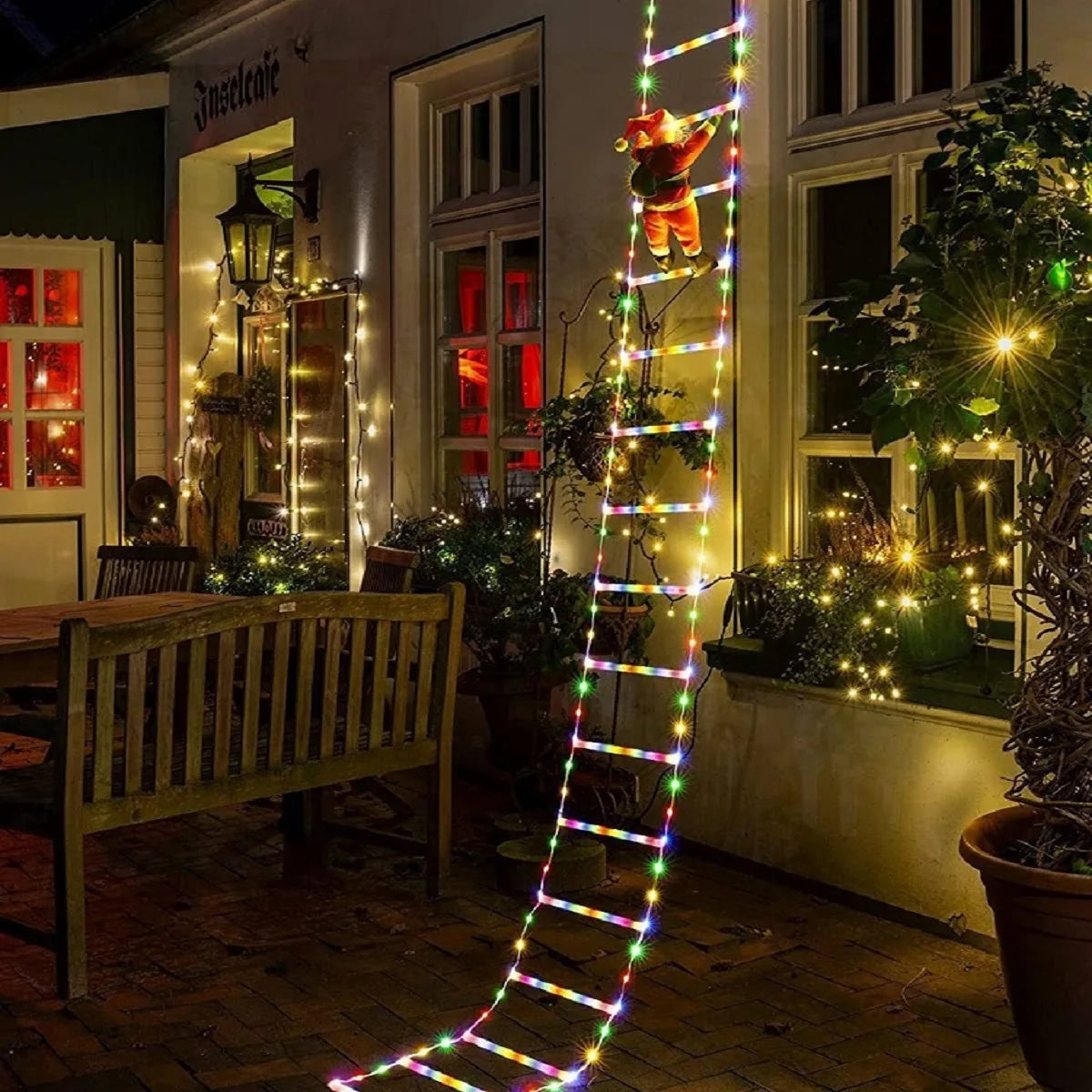 Escada Decorativa de LED de Natal Loja da Dryka Lâmpadas Coloridas 1m 