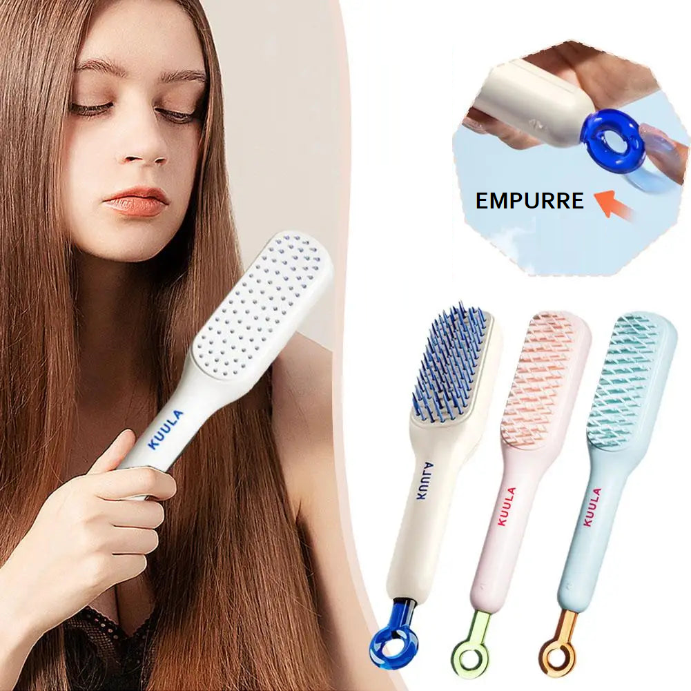 Escova de Cabelo Autolimpante Antiestática - Slim Hair
