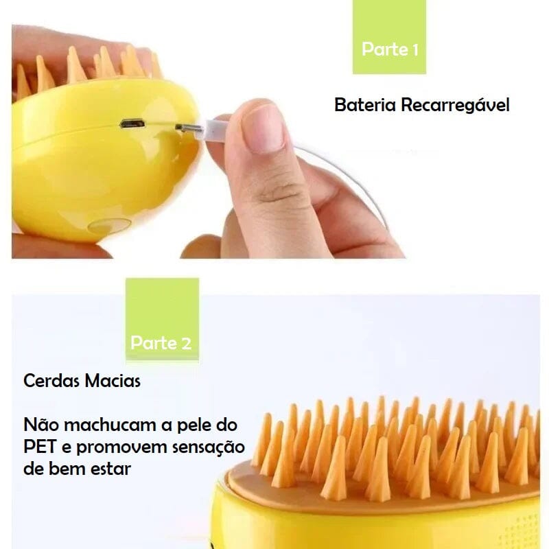 Escova Vaporizadora Recarregável para Pets escova Pet 001 Loja da Dryka 