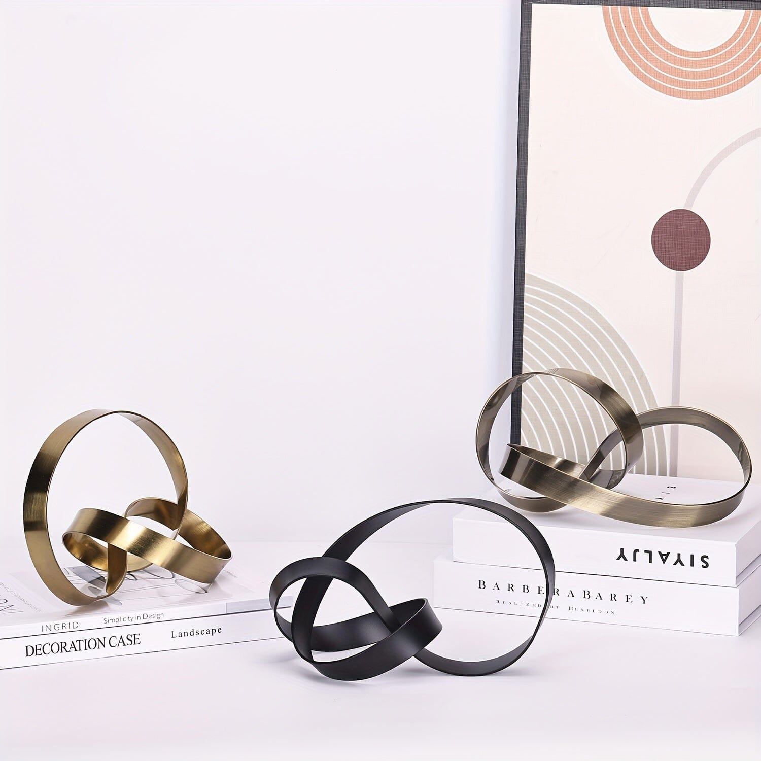 Escultura Moderna Abstrata em Metal -Nó Infinity Loja da Dryka 