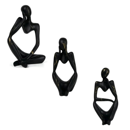 Estátua Decorativa - O Pensador decoração 008 Loja da Dryka P - 3pçs - Preta Direita 